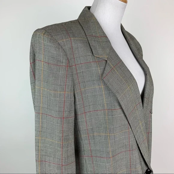 Vintage Jones Wear Plaid Double Breasted Blazer Sz 8 - Picture 6 of 14